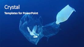  Presentation with ocean pollution - Amazing PPT theme having plastic ocean underwater pollution environmental backdrop and a ocean colored foreground