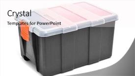  Presentation with storage of hydrogen - Presentation design with plastic organiser with storage compartments background and a  colored foreground