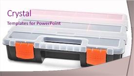  Presentation with storage - Audience pleasing slide deck consisting of plastic organiser with storage compartments backdrop and a pink colored foreground