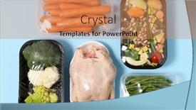  Presentation with plastic - Slide deck featuring plastic-packages-of-chicken background and a coral colored foreground