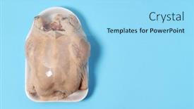  Presentation with plastic - Slide set featuring plastic-packages-of-chicken background and a arctic colored foreground