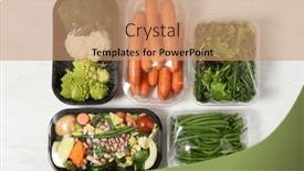  Presentation with plastic - Slides enhanced with plastic-packages-with-vegetables background and a coral colored foreground