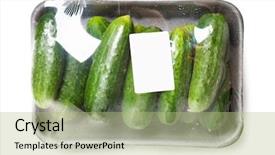  Presentation with cucumbers - Amazing theme having plastic packaging - pack of cucumbers isolated backdrop and a mint green colored foreground