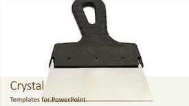  Presentation with blank whiteboard isolated on white - Cool new theme with plastic pallets - palette knife isolated backdrop and a lemonade colored foreground