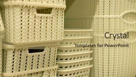  Presentation with laundry - Slide deck having plastic pallets - sale laundry baskets background and a yellow colored foreground