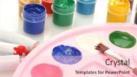  Presentation with pcr tubes - Presentation theme having plastic pallets - tubes with colorful watercolors background and a lemonade colored foreground