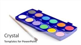  Presentation with pallet - Colorful PPT theme enhanced with plastic pallets - watercolor pallet with brush isolated backdrop and a white colored foreground