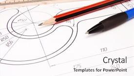  Presentation with crane hook - PPT theme having plastic parts - drafing of crane hook background and a pink colored foreground