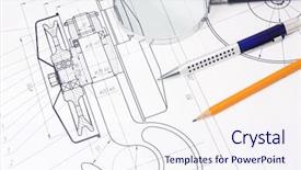 Presentation with drafting - Cool new presentation theme with plastic parts - drafting of crane hook backdrop and a sky blue colored foreground