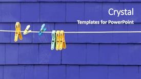  Presentation with purple wall - Audience pleasing PPT theme consisting of plastic pegs on a clothesline backdrop and a ocean colored foreground