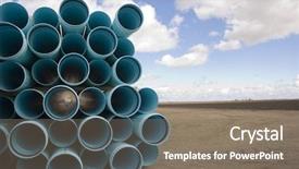  Presentation with irrigation - Presentation design with plastic pipe - agricultural irrigation piping stacked background and a gray colored foreground