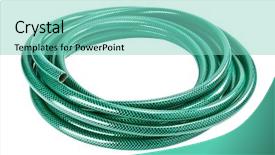  Presentation with white green - Slides featuring plastic pipe - green coiled rubber hose isolated background and a seafoam green colored foreground