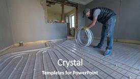  Presentation with iso 9001 quality management system - Presentation enhanced with plastic pipe - pipefitter installing system of heating background and a gray colored foreground