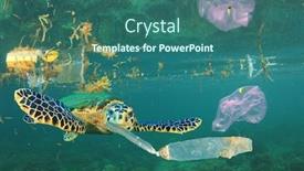  Presentation with sea plastic - Slide deck with plastic-pollutes-the-sea-sea background and a ocean colored foreground