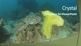  Presentation with plastic pollution - PPT theme consisting of plastic pollution environmental problem carrier background and a ocean colored foreground