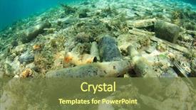  Presentation with ocean pollution - Colorful presentation theme enhanced with plastic pollution environmental problem backdrop and a tawny brown colored foreground
