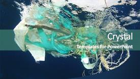  Presentation with fishing nets - Theme enhanced with plastic pollution in ocean discarded background and a teal colored foreground