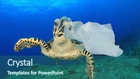  Presentation with jellyfish - PPT theme featuring plastic pollution in ocean environmental background and a ocean colored foreground