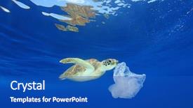  Presentation with jellyfish - Cool new PPT layouts with plastic pollution in ocean environmental backdrop and a cobalt blue colored foreground