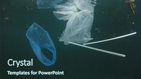  Presentation with plastic straws - Cool new PPT layouts with plastic pollution in ocean problem backdrop and a tawny brown colored foreground