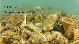  Presentation with ocean pollution - Audience pleasing PPT theme consisting of plastic pollution in ocean backdrop and a seafoam green colored foreground
