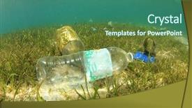  Presentation with ocean pollution - Presentation design consisting of plastic pollution in ocean background and a ocean colored foreground