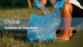  Presentation with problem world - Theme enhanced with plastic-pollution-in-the-environmental background and a teal colored foreground