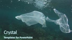  Presentation with ocean pollution - Slide set enhanced with plastic pollution of ocean background and a tawny brown colored foreground