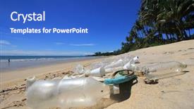  Presentation with plastic bags - Colorful PPT layouts enhanced with plastic pollution on beach plastic backdrop and a cobalt blue colored foreground