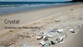  Presentation with plastic bags - Slides having plastic pollution on beach plastic background and a light gray colored foreground