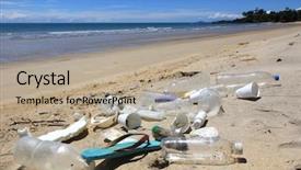  Presentation with plastic bags - Amazing slide deck having plastic pollution on beach plastic backdrop and a mint green colored foreground