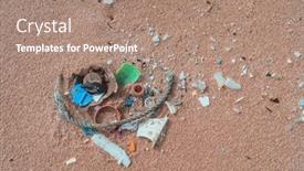  Presentation with marine - Colorful PPT theme enhanced with plastic-pollution-on-shore backdrop and a coral colored foreground