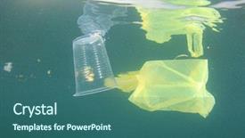  Presentation with ocean pollution - PPT theme consisting of plastic pollution problem in ocean background and a ocean colored foreground