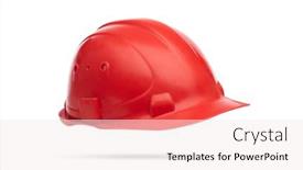  Presentation with plastic - Presentation design featuring plastic-protective-helmet-for-worker background and a sky blue colored foreground