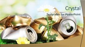  Presentation with waste conservation - Theme consisting of plastic recycling - garbage with growing flower environmental background and a sky blue colored foreground