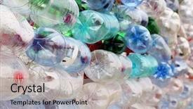 Presentation with plastic recycling - Slide deck having plastic recycling - pet bottles - abstract wall background and a light gray colored foreground