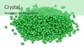  Presentation with polymer - Theme with plastic recycling - pile of green polymer granules background and a seafoam green colored foreground