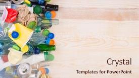  Presentation with plastic recycling - Slide deck consisting of plastic recycling - rubbish that can be recycled background and a lemonade colored foreground