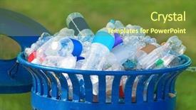  Presentation with beverage - Slide set having plastic recycling - trash bin full of beverage background and a tawny brown colored foreground