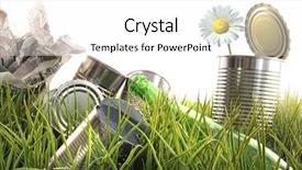  Presentation with plastic recycling - PPT layouts consisting of plastic recycling - trash empty cans with daisy background and a white colored foreground