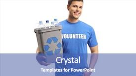  Presentation with eco plastic - Slide set enhanced with plastic recycling bin with bottle background and a teal colored foreground