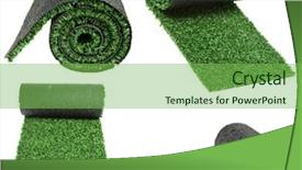  Presentation with sports field - Amazing PPT layouts having plastic road - artificial rolled green grass backdrop and a seafoam green colored foreground
