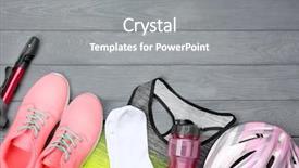  Presentation with biking - Slide deck consisting of plastic road - bicycle accessories and biking clothes background and a gray colored foreground