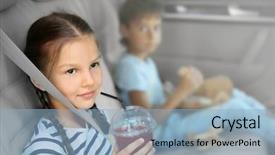  Presentation with lunch - PPT theme having plastic road - boy and girl having lunch background and a light blue colored foreground