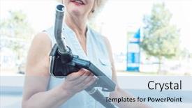  Presentation with gas station - Presentation theme featuring plastic road - close-up of the hand background and a light blue colored foreground