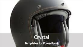  Presentation with motorcycle - Theme having plastic road - open face motorcycle helmet isolated background and a dark gray colored foreground