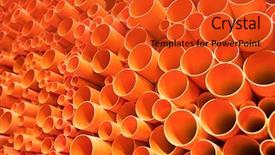  Presentation with construction site construction - PPT theme featuring plastic road - orange pvc pipes stacked background and a red colored foreground