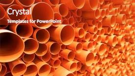  Presentation with pvc - Presentation theme consisting of plastic road - pvc pipes stacked in construction background and a crimson colored foreground