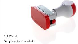  Presentation with stamp - Presentation featuring plastic-rubber-stamp-tools background and a pink colored foreground