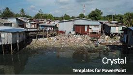  Presentation with poverty - Beautiful slides featuring plastic rubbish dumped in slum backdrop and a dark gray colored foreground